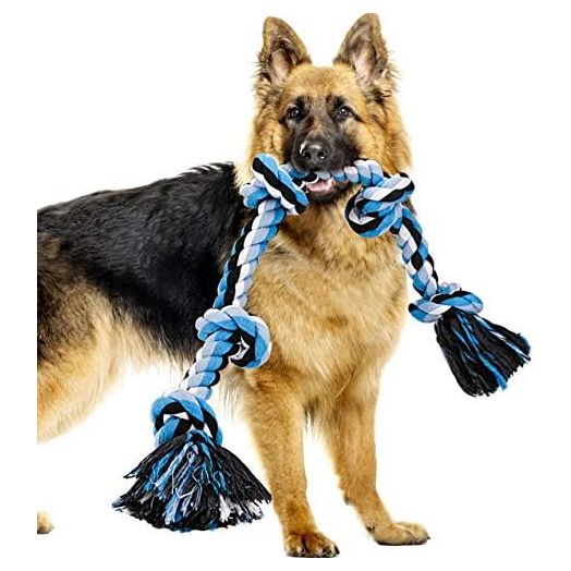 Bmag Dog Rope Toys for Aggressive Chewers, Heavy Duty Dog Toys for Medium Large Dogs, Tough Twisted Rope Toy with 5 Knots