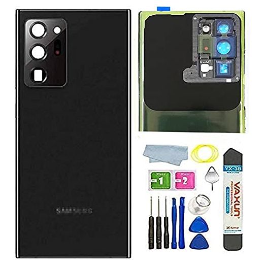 Note 20 Ultra Back Glass Replacement (Waterproof) Cover Housing Door Panel W/Farme Lens Tape for Samsung Galaxy Note 20 Ultra 5G +Tools Mystic Black