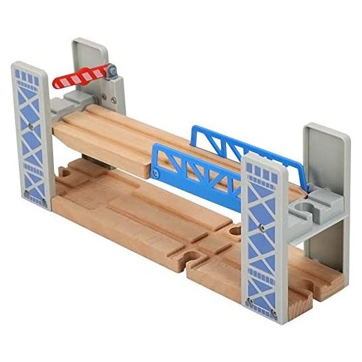 Wooden Train Set Accessories Wood Railway Bridge for Railroad Tracks, 2-Level Overpass Compatible for All Railway Tracks System