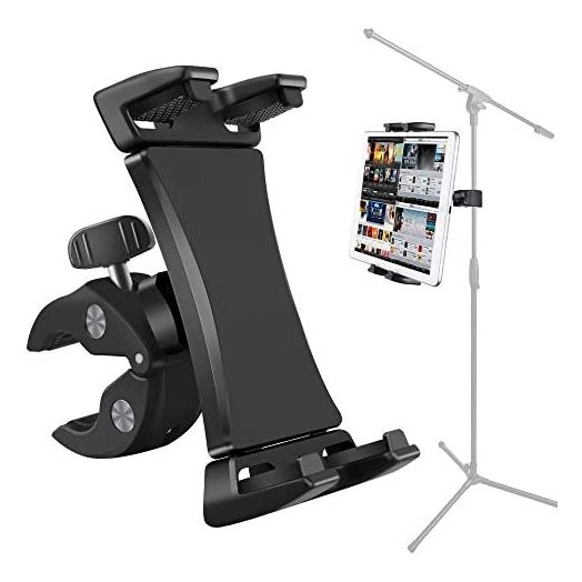 Atoptek Microphone Music Stand Tablet Smartphone Holder Mount Heavy Duty 360 Degree Swivel Clamp for 3.5 to 13.5in Phone Tablets,iPad Pro 12.9 11 10.5 Air Mini,Surface Galaxy Tab,iPhone Galaxy