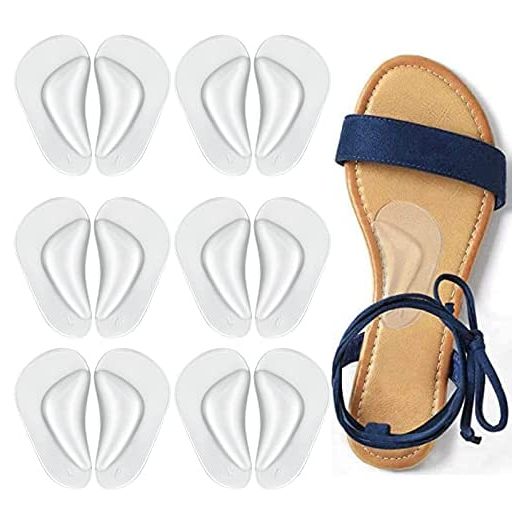 Gel Arch Support Cushions for Men & Women, Shoe Insoles for Flat Feet, Reusable Arch Inserts for Plantar Fasciitis, Adhesive Arch Pad for Relieve Pressure and Feet Pain