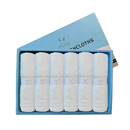 Elves Bamboo Washcloth Baby-Orgainc Baby Washcloth Set of 6-Ultra Soft Newborn/Kids/Infant Wash Cloths for Face and Body-Bamboo Wash Cloths for Baby Girl and Boy-Top Baby Registry and Shower Gifts