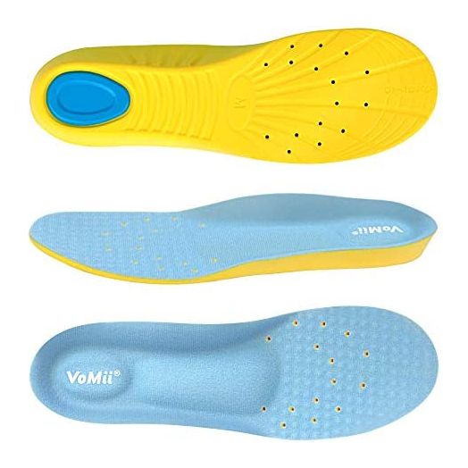 VoMii PU Memory Foam Insoles Plantar Fasciitis Arch Support Insoles for Women Men and Kids, Comfortable Breathable Sports Shoe Inserts, Shock Absorption and Relieve Foot Pain, M(Men 6-9/ Women 7-11)