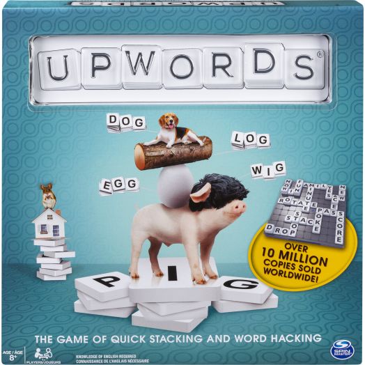 Upwords, Fun and Challenging Family Word Game with Stackable Letter Tiles, for Ages 8 and up