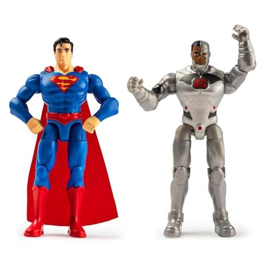 DC Comics, 4-Inch SUPERMAN and CYBORG Action Figure 2-Pack with 6 Mystery Accessories, Adventure 1