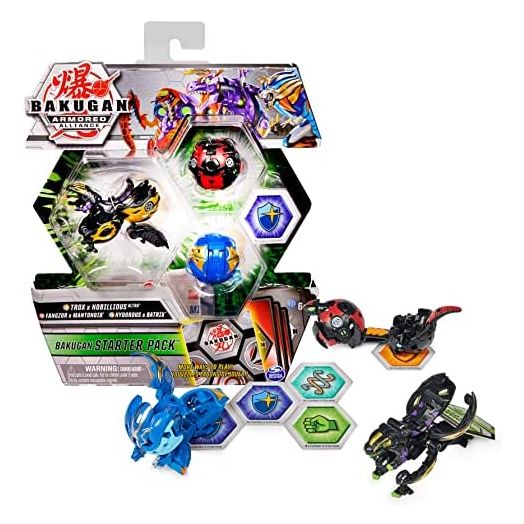 Bakugan Starter Pack 3-Pack, Fused Trox x Nobilious Ultra, Armored Alliance Collectible Action Figures
