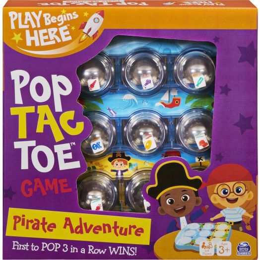 Play Begins Pop Tac Toe Pirate Adventures, Popper Board Game, for Families and Kids Ages 3 and up