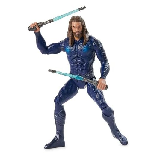 DC Comics, Double Strike Aquaman Action Figure, 12-inch, Stealth Suit, Lights & Sounds, Easy to Pose, Collectible Superhero Kids Toys for Boys 4+