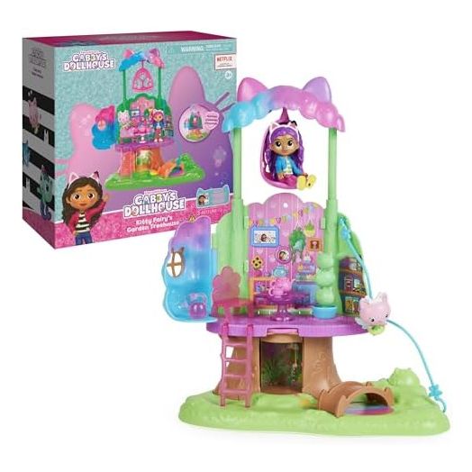 Gabby's Dollhouse, Transforming Garden Treehouse Playset with Lights, 2 Figures, 5 Accessories, 1 Delivery, 3 Furniture, Kids Toys for Ages 3 and up