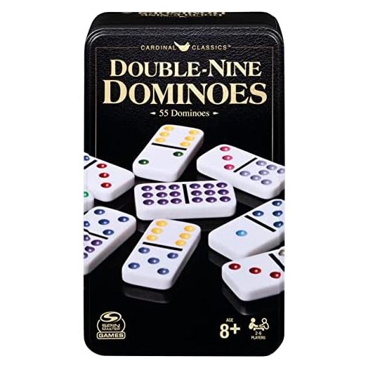 Spin Master Games Double Nine Dominoes Set in Storage Tin, for Families and Kids Ages 8 and up