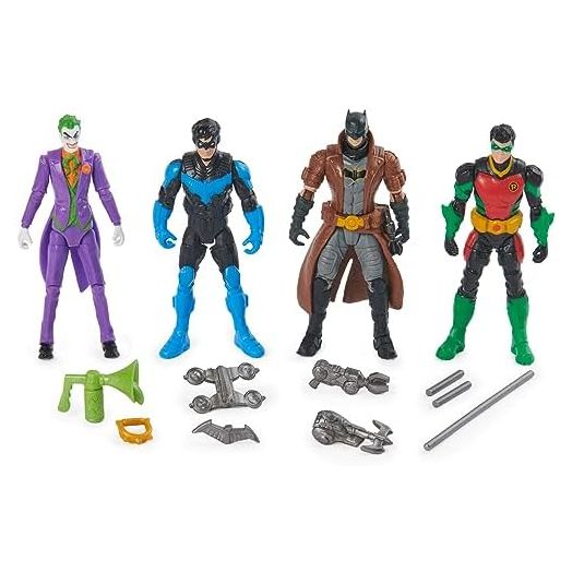 DC Comics, Batman, Team Up 4-Pack (Amazon Exclusive), Batman, The Joker, Robin, Nightwing 4-inch Action Figures, Super Hero Kids Toys for Boys & Girls