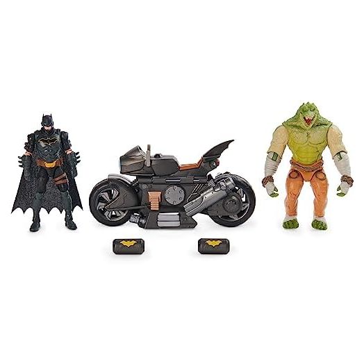 DC Comics, Batman Transforming Batcycle Battle Pack with Exclusive 4-inch Killer Croc and Batman Action Figure, Kids Toys for Boys and Girls Ages 4+