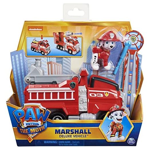 PAW Patrol, Marshall’s Deluxe Movie Transforming Fire Engine Toy Car with Collectible Action Figure, Kids’ Toys for Ages 3 and up