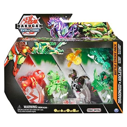 Bakugan Evolutions, Dragonoid and Sluggler Battle Strike Pack, 6 Action Figures, 9 Trading Cards, 8 BakuCores, Kids Toys for Boys, 6 and Up
