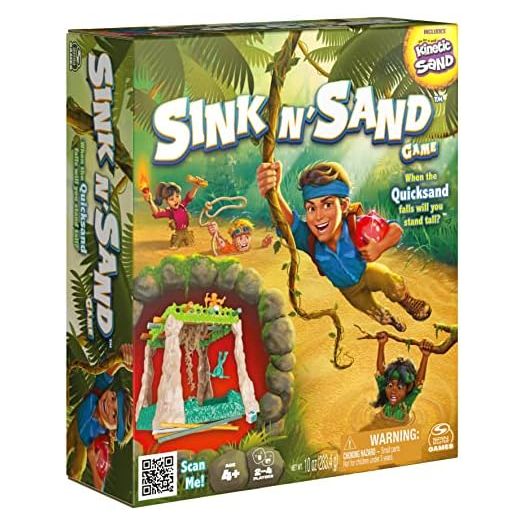 Spin Master Games Sink N’ Sand, Quicksand Kids Board Game with Kinetic Sand for Sensory Fun and Learning, Easy Toy
