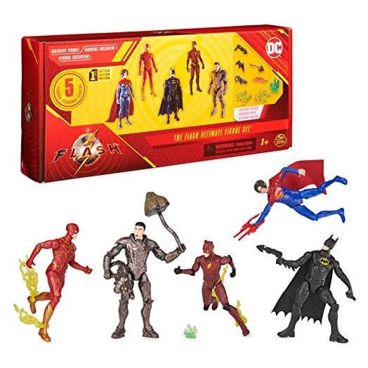 DC Comics, The Flash Ultimate Figure Set (Amazon Exclusive), 5 Action Figures with Accessories, 4-inch Collectible Kids Toys for Boys and Girls 3+