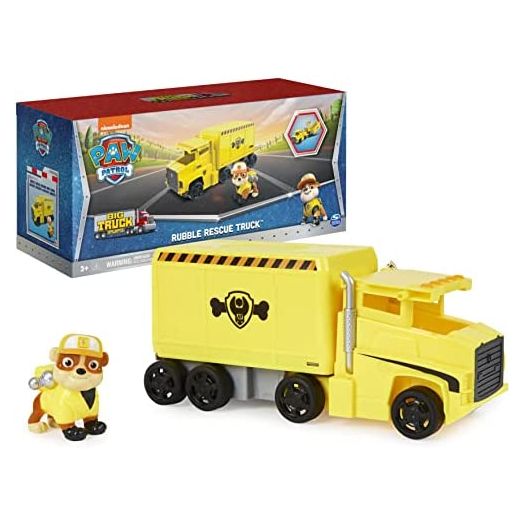 PAW Patrol, Big Truck Pup’s Rubble Transforming Toy Trucks with Collectible Action Figure, Kids Toys for Ages 3 and up