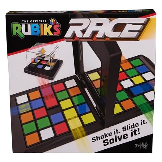 Rubik's Race, Classic Fast-Paced Strategy Sequence Brain Teaser Travel Board Game Two-Player Speed Solving Face-Off, Packaging May Vary, for Adults & Kids Ages 7+