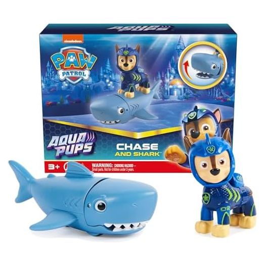 Paw Patrol, Aqua Pups Chase and Shark Action Figures Set, Kids Toys for Ages 3 and up