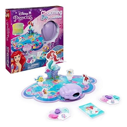 Disney Princess, Charming Sea Adventure Board Game Little Mermaid Toys Featuring Ariel & Friends Fun Game for Family Game Night, for Kids Ages 4 and Up