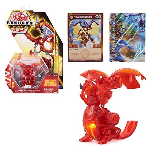 Bakugan Legends, Nova Bakugan, Dragonoid, Light Up Bakugan Action Figures, 1 Character Card and Metal Gate Card, Kids Toys for Boys Ages 6 and Up