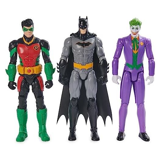 DC Comics, Batman Team Up 3-Pack, The Joker, Robin 12-inch Figures, Collectible Super Hero Kids Toys for Boys & Girls