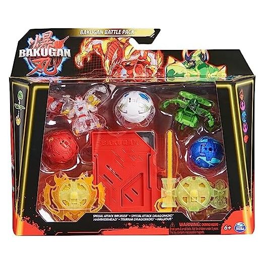 Bakugan Battle 5-Pack, Special Attack Bruiser, Dragonoids, Hammerhead, Nillious; Customizable, Spinning Action Figures, Kids Toys for Boys and Girls 6 and up