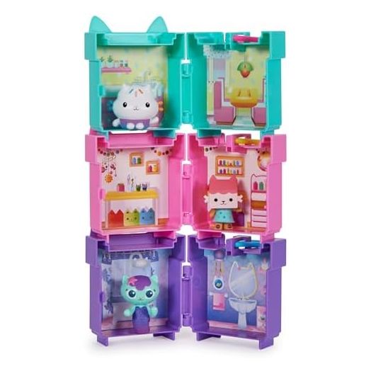 Gabby's Dollhouse, 3 Clip-On Playsets, with Cakey, Baby Box and Mercat Toy Figures and Dollhouse Accessories, Kids Toys for Ages 3 and Up