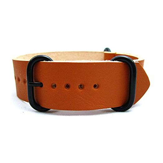 HNS Leather Watch Straps - Choose Color & Width - 18mm, 20mm, 22mm, 24mm Watch Leather Bands (18mm, Reto Honey-3PVD)