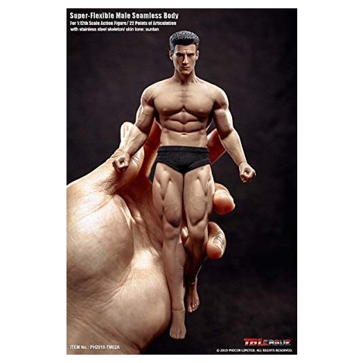 TBLeague 1/12 Male Body 6 inch Action Figure Full Set-Silicone Body+Head+Underwear Super Flexible Male Dolls for Arts/Drawings/Photography (TM02A)