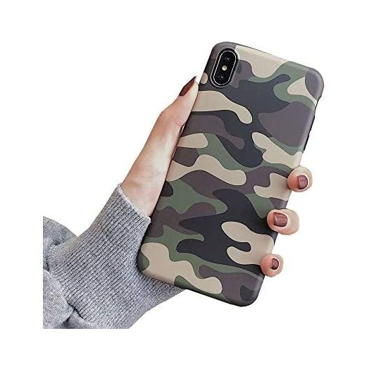 Rertnocnf Super Creative Camouflage Green Pattern Case Compatible with iPhone XR Fashion Woodland Dazzle Camo Case Flexible TPU Skin Shockproff Anti-Scratch Case