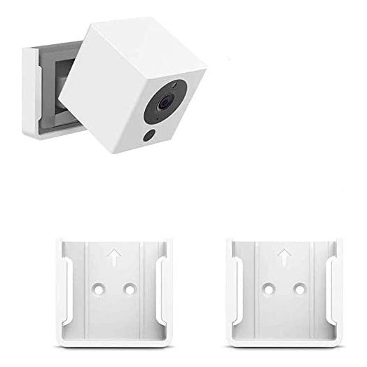 2PACK Wall Mount Kit for Wyze Cam V2/V1 with Screwless and VHB Stick On - Easy to Install, No Tools Needed, No Mess, No Drilling, Strong Adheasive Mount(Not for Wyze Cam and Wyze Cam V3 )(White)