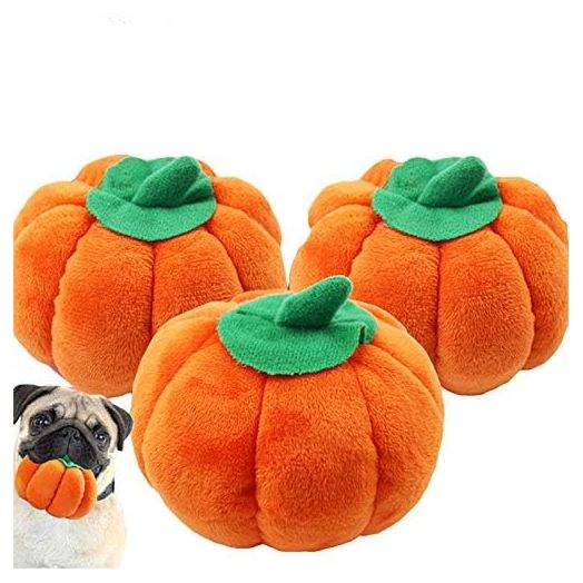 SEIS 3 Pcs Pumpkin Dog Chew Toys Pet Squeaky Toy Halloween Plush Cat Playing Toys (3 Pcs)