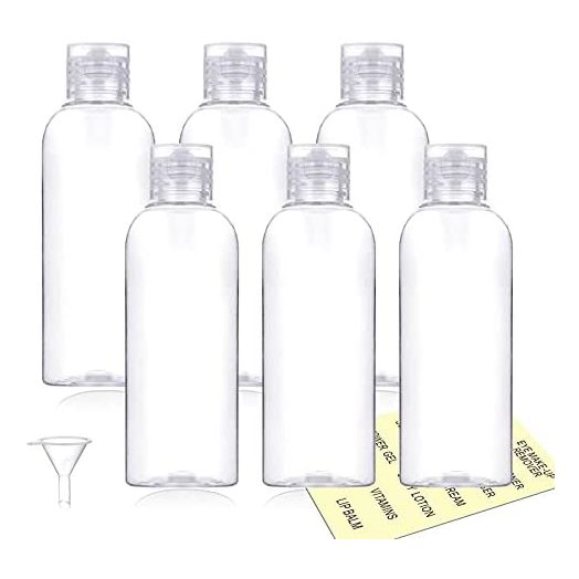 Plastic Travel Bottles,100ml/3.4oz Empty Small Squeeze Bottle Containers for Toiletries With Flip Cap(6 Pack)