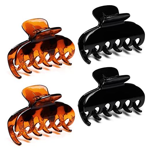 Vsiopy 3.5 Inch Strong Hold Hair Claw Clips for Women Hair Accessories for Thick Thin Hair Nonslip Big Tortoise Hair Clips, 2 Color Available (4 Packs)