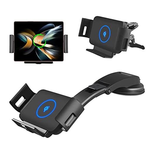 DOODBI Wireless Car Charger Mount for Galaxy Z Fold 4/3 car Mount/Accessories, Fast Charging Phone Holder for Galaxy Z Fold 4/3/2/S22 Ultra, iPhone 13 Pro Max,Google Pixel 6 Pro