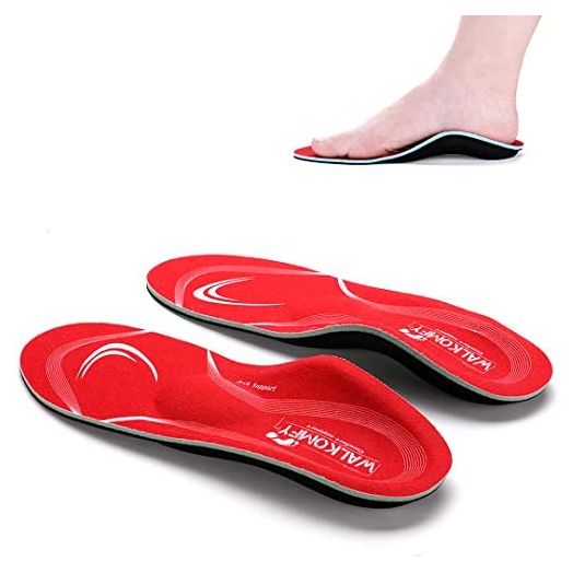 Walkomfy Pain Relief Orthotics, Plantar Fasciitis Arch Support Insoles Shoe Inserts for Maximum Support/All-Day Shock Absorption/Designed for Men and Women (Mens 6-6 1/2 | Womens 8-8 1/2, red-w107a)