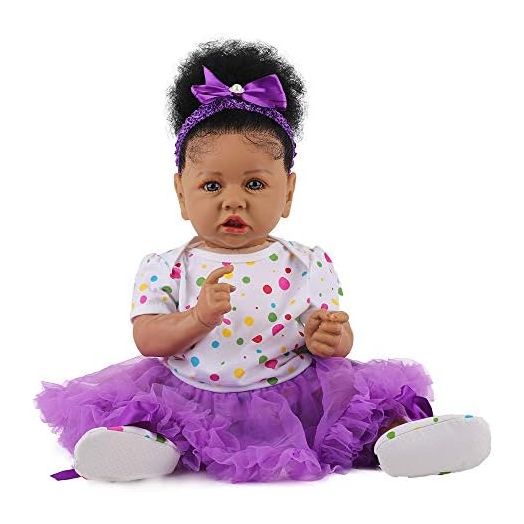 HOOMAI Lifelike Reborn Baby Dolls with Soft Body African American Realistic Girl Doll 22.8 Inch Best Birthday Gift Set