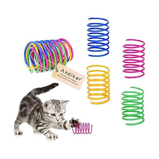 Andiker Cat Spiral Spring, 12 Pc Cat Creative Toy to Kill Time and Keep Fit Interactive Cat Toy Sturdy Heavy Plastic Spring Colorful Springs Cat Toy for Swatting, Biting, Hunting Kitten Toys