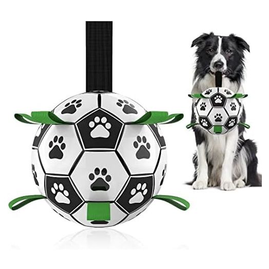 Dog Toys Soccer Ball with Straps, Interactive Dog Toys for Tug of War, Puppy Birthday Gifts, Dog Tug Toy, Dog Water Toy, Durable Dog Balls World Cup for Small & Medium Dogs(6 Inch)