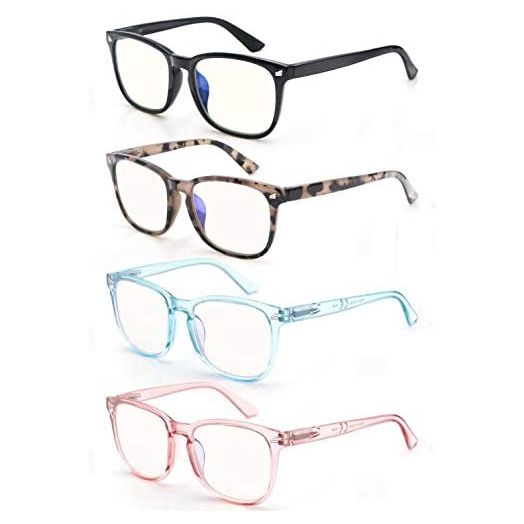 Women's Reading Glasses Blue Light Blocking Computer Readers +0.5 for Women Blue Ray Cheaters Anti Glare Reduce Eyestrain Protect Eyes (4 Pack)
