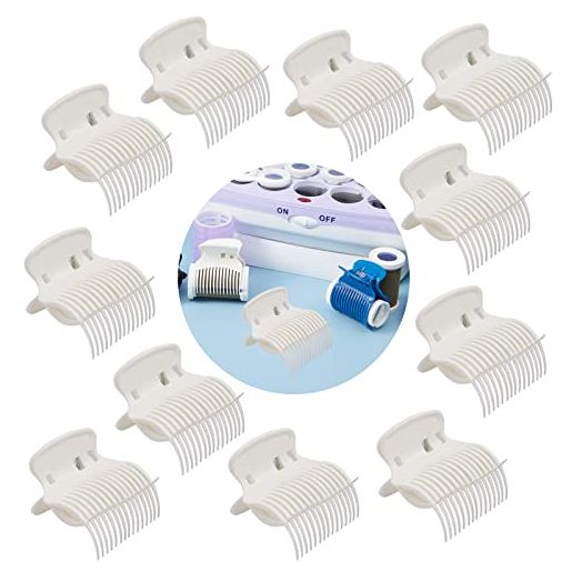 12 pcs Hot Roller Clips Hair Curler Claw Clips Replacement Roller Clips for Women Girls Hair Section Styling Clamps (White)