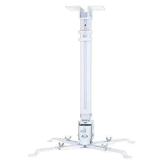Projector Mount Wall or Ceiling Bracket with Adjustable Height and Extendable Arms Projection Mount for Different Size Projector(White)