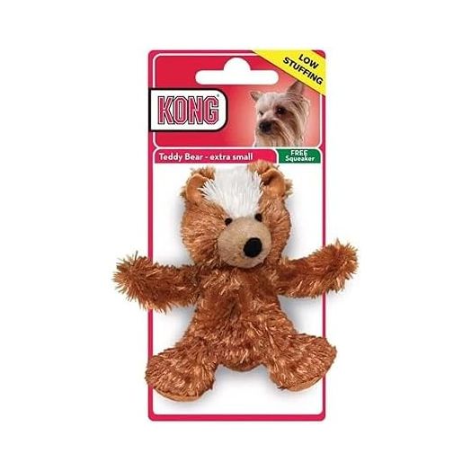 KONG - Plush, Low Stuffing Squeak Teddy Bear Dog Toy -Replacement Squeaker Included- For X-Small Dogs