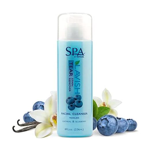 SPA by TropiClean Lavish Tear Stain Remover Facial Cleanser,tearless, Oatmeal & Blueberry, 8 Fl oz
