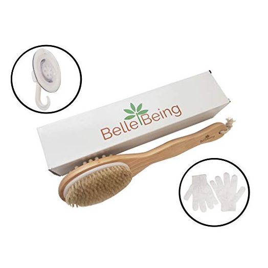 Dry Brush for Cellulite and Lymphatic Drainage. Dry Brushing Body Brush Set. Double Sided Bristle Brush Works as Body Exfoliator, Shower Brush, Exfoliating Brush, and Cellulite Massager, Gifts for Mom