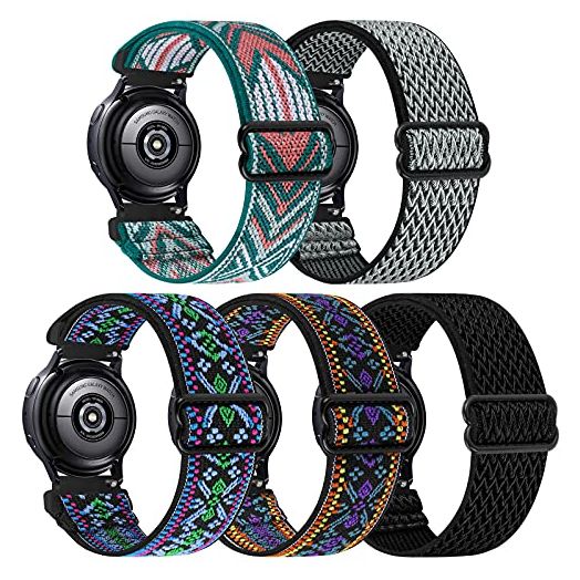 5 pack Nylon Watch Bands Compatible with Samsung galaxy watch active 2 /Galaxy Watch 3 /Gear S2/Galaxy Watch 4 5 6 Fabric 20mm Wristband MZF