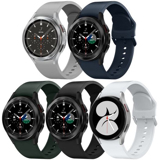 GrTrees 5 Packs Bands Compatible with Samsung Galaxy Watch 6 5 45mm 44mm 40mm/Galaxy Watch 4 40mm 44mm/ Galaxy Watch 4 Classic 46mm 42mm, 20mm Adjustable Silicone Replacement Straps for Women Man