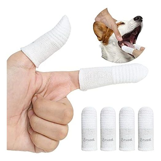 Beuool Dog Toothbrush Cat Toothbrushes-Fingers Toothbrushes for Dog Cats Teeth Cleaning, Washable&Comfortable&Durable, 1 Set for Two Fingers, Includes 2 Sets White