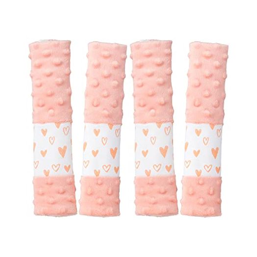 4 Pack Car Seat Belt Straps Cover for Baby Kids,Pink Baby Carrier Straps Covers Stroller Strap Pads Baby Car Seat Belt Neck Covers for Baby(9.8'’X2.2''inch)